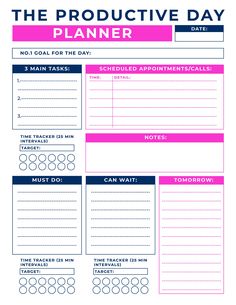 a printable planner with the words, the product day and other things to do