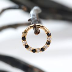 Clicker, Septum ring ,helix tragus white 14k solid gold White-black Genuine diamonds 1.3MM - G - VS2 Inner Diameter; 6mm,8mm, 10mm Septum ring:18g,16g 14g. Options gold: 18k solid gold yellow god,rose gold,white gold 14k White Gold Jewelry With Black Diamonds, Rose Gold Jewelry With Black Diamonds, Internally Threaded Yellow Gold Fine Jewelry, 14k Gold Small Hoop Gemstone Jewelry, Elegant 14k Gold Round Septum Ring, 14k Gold Small Hoop Jewelry With Halo, 14k Gold Small Hoop Halo Jewelry, Elegant 14k Gold Septum Ring As Gift, Fine Jewelry Yellow Gold Round Piercings