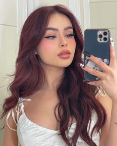 Hair Color Cherry Coke, Cherry Coke Hair, Cherry Brown Hair, Cherry Cola Hair, Black Cherry Hair, Red Hair Makeup, Cherry Hair Colors, Wine Hair Color, Cherry Red Hair