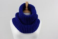 Hand Knit Cowl Chunky Knit Cowl Mens Cowl Womens Cowl by zukas Blue Knitted Scarves For Winter, Blue Knitted Winter Scarves, Blue Knitted Scarves One Size, Blue Knitted Scarf, One Size, Blue Knitted Scarf One Size, Blue Knitted One-size Scarf, Blue Yarn Knitting Pattern For Winter, Winter Knitting Pattern In Blue Yarn, Winter Blue Yarn Knitting Pattern