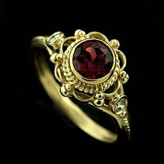 Victorian Style Diamond Round Pink Tourmaline by OroSpot on Etsy, $669.00 Victorian Style Engagement Ring, Pink Tourmaline Engagement Ring, Colored Stone Engagement Rings, Filigree Diamond Ring, Engagement Rings Romantic, Bezel Set Diamond Ring, Filigree Ring Gold, Tourmaline Engagement Ring, Victorian Engagement Rings