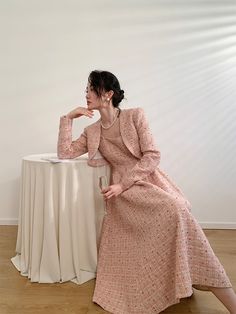 Daiiibabyyy New High Quality Women Autumn Winter Tweed 2 Piece Sets Sh – daiiibabyyy Elegant Long Sleeve Sets For Spring Formal Occasions, Formal Long Sleeve Sets For Spring, Spring Formal Sets With Long Sleeves, Pink Elegant Tweed Party Dress, Elegant Pink Tweed Party Dress, Elegant Pink Fall Sets, Beige Long Sleeve Sets For Spring, Feminine Long Sleeve Outerwear For Party, Long Sleeve Tweed Dress For Fall