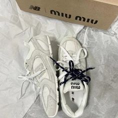 New Balance x MIU MIU NB 530 lace-up low-top running shoes for women Nb 530, Shoe List, Nb Shoes, Brand Essence, Black Sports Shoes, Running Shoes For Women, Miu Miu Shoes