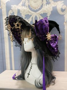 [$71.00]Starry Sky of Polar Night Purple Witch Hat Cosplay Hair, Idee Cosplay, Witch Outfit, Witch Costume, Fashion Design Drawings, Fantasy Dress, Halloween Disfraces, Really Cute Outfits, Fantasy Clothing