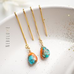 💙 Embrace the rustic elegance of Copper Turquoise with our stunning threader earrings. Meticulously crafted to showcase the unique beauty of this gemstone, these earrings offer a stylish and versatile accessory. Let the earthy tones of copper and the vibrant hues of turquoise elevate your look with these captivating threader earrings 🤎 ⭒ Ball Studs:  4mm ball/15mm post * 925 Sterling Silver ⭒ Ball Stud pushbacks: butterfly backing encased in silicone ⭒ Hoops:  10mm/14mm * Stainless Steel ⭒ Hoo Turquoise Jewelry With Ear Wire For Wedding, Turquoise Wedding Jewelry With Ear Wire, 11th Wedding Anniversary Gift, 11th Wedding Anniversary, Long Chain Earrings, Copper Turquoise, Bleu Turquoise, Wedding Anniversary Gift, Unique Beauty