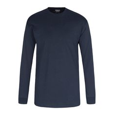 Gildan® DryBlend™ Long Sleeve T-Shirt Basic Crew Neck Top With Double-needle Sleeve, Navy Crew Neck Top With Moisture-wicking, Navy Moisture-wicking Crew Neck Top, Navy Crew Neck Top For Streetwear, Navy Crew Top With Relaxed Fit, Navy Relaxed Fit Long Sleeve T-shirt, Navy Relaxed Fit Crew Top, Navy Long Sleeve Relaxed Fit T-shirt, Moisture-wicking Cotton Crew Top