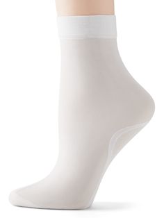 Lightweight sheer socks with angled toe seams for a smooth, comfortable fit.  Hits at the ankle. Sheer Fitted Nylon Socks, Sheer Stretch White Stockings, Classic White Stretch Socks, White Stretch Nylon Socks, Micro-elastic Solid Mid-calf Hosiery, White No-show Fitted Socks, Fitted No-show White Socks, Fitted White No-show Socks, Comfortable Stretch Nylon Socks