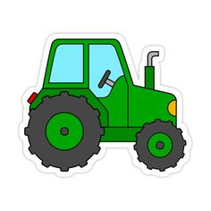 a green tractor sticker on a white background