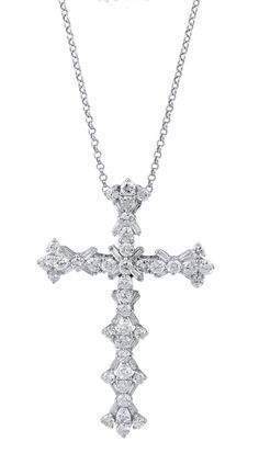 18K White Gold Diamond Cross Necklace. ~38 RD and 28 BG (66 total) = 3.11 ct. Cross = 5.0 grams; Chain = 1.2 grams. Necklace Total = 6.2 grams Gold Diamond Cross Necklace, Diamond Cross Necklace Gold, Diamond Cross Necklace, Diamond Cross Necklaces, Diamond Cross, Cross Jewelry, Creative Arts, White Gold Diamonds, Creative Art