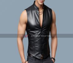 ♣ PRODUCT INFORMATION: This Handmade Men Leather Vest with: ●→Beautiful finish. ●→Genuine leather is our guarantee . ✂ SIZE: In order to provide you a perfect fit please provide us your following measurements in "CUSTOM ORDER NOTES/ PERSONALIZATION" so this product can be a perfect fit for you. ♣ Measurements Required: 🔸Chest 🔸Cros Shoulder 🔸 Waist (measured from where you button up your pant) 🔸 Length ♣ Returns Policy : If the item doesn't fits you well you can return it within 14 days. The Fitted Leather Biker Jacket For Formal Occasions, Fitted Biker Leather Jacket For Formal Occasions, Fitted Black Faux Leather Jacket, Fitted Leather Vest For Business, Fitted Leather Winter Vest, Fitted Black Leather Vest, Fitted Leather Vest For Winter, Black Fitted Biker Vest, Fitted Leather Biker Vest