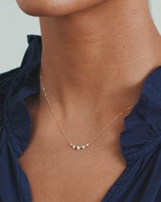 Elle Diamond Row Necklace Repurposed Diamond Ring Into Necklace, Diamond Necklace Simple, Earrings Stacking, Diamond Necklace Designs, White Gold Necklace, Necklace Ideas, Simple Diamonds, 14k Gold Necklace, White Gold Necklaces