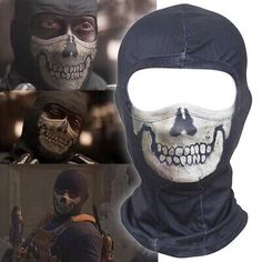 Cool Ski Masks, Black Ops Costume, Halloween Streetwear Balaclava Mask, Halloween Balaclava Mask For Streetwear, Ghost Mask Call Of Duty, Skull Balaclava, Ski Hood, Ghost Squad, Ghost Mask