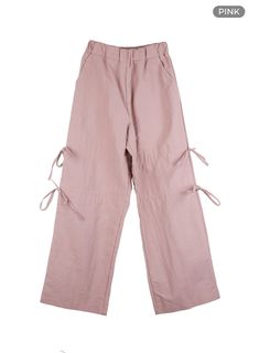 shirred-ribbon-banded-wide-leg-pants-is402 / Pink Trendy School Bottoms For Spring, High-waisted Bottoms For School In Summer, High-waisted Bottoms For School Summer Season, High Waist Bottoms For School In Summer, High-waisted Bottoms For School In Spring, Pink Casual Bottoms For School, Casual Pink Bottoms For School, Casual Pink School Bottoms, Fitted School Pants With Pockets