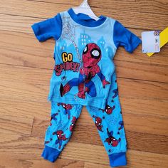 Marvel Spider-Man Blue Matching Pajama Set Toddler 12 Months Light Blue Cotton Pajama Party Set, Blue Cotton Character Print Sets, Blue Cotton Sets With Character Print, Light Blue Short Sleeve Sleep Sets, Short Sleeve Sleep Sets With Character Print, Blue Cartoon Print Long Sleeve Sets, Blue Long Sleeve Sets With Cartoon Print, Blue Long Sleeve Cartoon Print Sets, Playtime Character Print Short Sleeve Sets