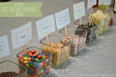 the candy bar is ready to be served for guests at an event or birthday party