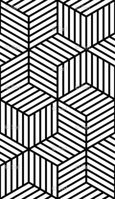 an abstract black and white pattern with diagonal lines in the center, as well as stripes on