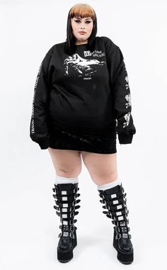 Let Love Kill You Sweatshirt | Plus Size-Tragic Beautiful-Tragic Beautiful Plus Size Punk Fashion, Fat Goth, Chubby Goth, Hoodie Reference, Plus Size Goth, Goth Outfit Ideas, Occult Fashion, Goth Outfit, Trippy Visuals