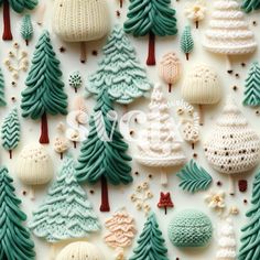 christmas cookies decorated with green, white and red icing are arranged in the shape of trees