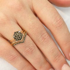 a close up of a person's hand with a ring on it