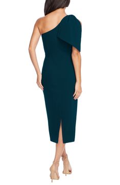 An elegant one-shoulder neckline and figure-hugging silhouette style a sophisticated midi dress with two panels that cascade over the single shoulder. 44" length (size Medium) One-shoulder neck Sleeveless Lined 97% polyester, 3% spandex Dry clean or machine wash, line dry Imported One Shoulder Midi Dress, Dress The Population, Nordstrom Dresses, Mother Of The Bride, Electric Blue, One Shoulder Dress, One Shoulder, Women's Dress, Perfect Fit