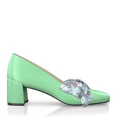 Women`s Luxury Block Heel Shoes 37085 | Girotti Green Square Toe Heels For Formal Occasions, Green Low Heel Leather Sole Heels, Green Low Heel Heels With Leather Sole, Leather Block Heels With Wrapped Heel And Almond Toe, Green Leather Low Heel Heels, Elegant Green Leather Shoes With Almond Toe, Elegant Green Square Toe Heels, Green Leather Heels With Sculpted Heel, Elegant Green Leather Shoes With Round Toe