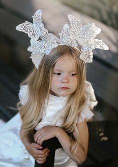 Petite Maison Kids. The Wow Effect! Make a statement in this couture hand-made Headband! Large Silver butterflies with pearl centers adorn the satin frame. The shape is adjustable to preference. Suitable 1 Year and up. Butterfly Headband, Silver Butterflies, Madame Butterfly, Pearl Details, Silver Lace, Wow Products, Signature Design, 1 Year, Butterflies