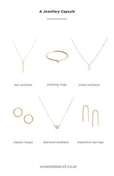 Capsule Jewelry Wardrobe, Minimalist Jewelry Collection, Minimal Jewelry Collection, Essential Jewelry Pieces, Staple Jewelry Pieces, How To Wear Jewelry, How To Style Jewelry, Classic Jewelry Essentials, Classical Jewelry