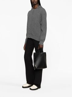 Jil Sander long-sleeved ribbed-knit Wool Cardigan - Farfetch Modern Ribbed Sweater For Workwear, Modern Ribbed Sweater For Work, Wool Ribbed Outerwear For Work, Ribbed Wool Outerwear For Work, Ribbed Turtleneck Outerwear For Work, Modern Workwear Sweater With Ribbed Collar, Modern Sweater With Ribbed Collar For Work, Modern Wool Sweater For Work, Modern Ribbed Collar Sweater For Work