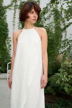 White Linen Sundress For Brunch, White Linen Sundress For Spring, White Linen Sundress For Summer, A-line Linen Dress For Brunch, Linen A-line Dress For Brunch, White Linen Sundress Midi Dress, White Linen Summer Maxi Dress, Linen Maxi Dress With Spaghetti Straps For Daywear, Chic White Linen Maxi Dress