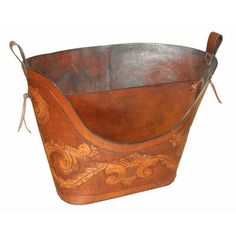 an old wooden bucket with metal handles