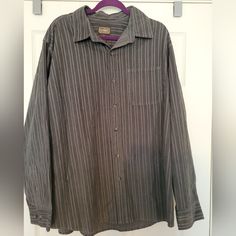 C.E Schmidt Workwear Men's Long Sleeve Striped Button Down Shirt Corduroy Nwt Work Wear Tough Reliable Hardworking Practical Size Xl Armpit To Armpit 25" Shoulder To Hem 30" 100% Cotton If You Are Dissatisfied With Your Purchase Please Contact Me Directly So I Can Make It Right I Ship M-W-F Gray Relaxed Fit Shirt With Buttons, Gray Cotton Shirt For Business Casual, Gray Cotton Shirt With Buttons, Shirt Stripes, Mens Workwear, Schmidt, Casual Shirts For Men, Casual Button Down Shirts, Mens Long Sleeve