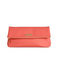 Transform your outfit with a touch of modern luxe! This stylish Alise fold-over clutch has a slouchy silhouette with a contemporary fold-over style that fastens with a popper, giving a chic yet understated look. Finished with a beautifully soft, coral colored material with a subtle pebble finish and accented with our signature golden logo hardware as well as a zip fastening, it’s the perfect day to night bag! Measurements: 5 3/4” x 2 3/4” Material: 100% Vegan Leather Everyday Versatile Clutch With Magnetic Closure, Versatile Everyday Clutch With Magnetic Closure, Chic Travel Clutch With Zipper Closure, Chic Everyday Clutch With Fold Over Clasp, Chic Everyday Envelope Clutch, Versatile Clutch With Detachable Strap, Versatile Clutch With Fold Over Clasp For Everyday Use, Chic Travel Clutch With Magnetic Closure, Chic Everyday Clutch With Magnetic Closure