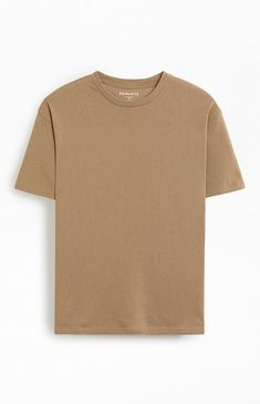 Keep things cool and casual with help from the Reece Regular T-Shirt. This new PacSun go-to has an easy regular fit, a soft cotton construction, and a versatile solid color design.Solid color teeCrew neckShort sleevesRegular fit100% cottonMachine washable PS Basics Mens Reece Basic T-Shirt - Brown size Large Men Basics, Outfit Pieces, Tan T Shirt, Tan Shirt, Beige T Shirts, Beige Shirt, Brown Shirt, Brown Tshirt, T Shirts Men