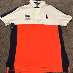 Nwt Size Xl Polo Shirt Colors, White Polo Shirt, White Polo, Ralph Lauren Shirt, Polo By Ralph Lauren, Blue Orange, Polo Ralph, Mens Polo, Blue White