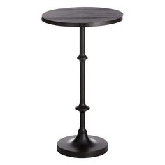 a black table with a wooden top and metal base on an isolated white background,