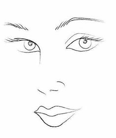 a drawing of a woman's face with her eyes open and eyebrows down,