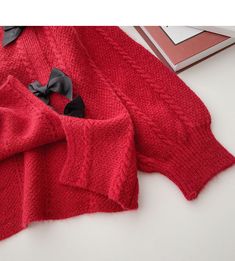 Pattern: solid Size: one size Colors: white, red, black Bow Design, Long Sleeve Top, Throw Blanket, Long Sleeve Tops, Sleeve Top, Long Sleeve, Red, Pattern, White