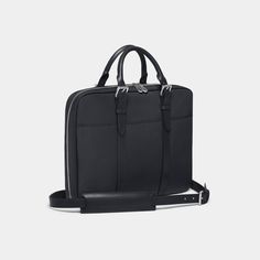 Global Shipping | Our slim waterproof and lightweight men's briefcase with umbrella holder | The Cary Briefcase Slim in Black by Stuart & Lau Luggage. Classic Rectangular Cases For Everyday, Black Rectangular Office Case, Minimalist Briefcase For Work, Modern Black Laptop Bag For Office, Modern Rectangular Work Briefcase, Luxury Black Everyday Cases, Classic Black Rectangular Case, Sleek Black Business Bags, Modern Black Briefcase For Everyday Use