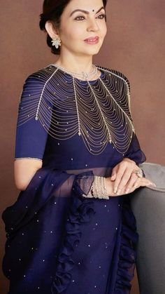 #fashion #saree Nita Ambani Blouse Designs, Ambani Family, Nita Ambani, Bridal Anklet, Choli Dress, Wealthy People, Saree Fashion, Teen Celebrities