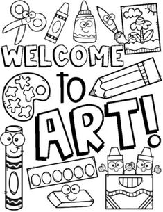 the welcome to art coloring page