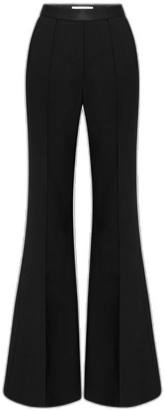 Sleek Wide Leg Flare Pants For Night Out, Elegant Flares For Night Out, Elegant Spring Flares For Workwear, Flared Wide Leg Pants With Pressed Crease For Work, Modern Flared Workwear Pants, Chic Evening Flares, Modern Flare Pants For Workwear, Fitted Flare Bottoms With Pressed Crease, Chic Evening Wide-leg Flares