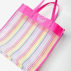 New With Tags Justice Mesh Rainbow Bag Perfect For The Beach & Pool! Mesh Design That Sets Sand And Water Free With Ease. Colorful Rainbow Stripes Top Is Open, Does Zip Or Velcro 13.5" W X 13.75" H X 3.75" D Pet & Smoke Free Home Rainbow Striped Top, Justice Accessories, Pool Bag, Stripes Top, Rainbow Beach, Rainbow Bag, Pool Bags, Sand And Water, Colorful Rainbow