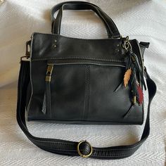 The Sak Soft Leather Bag. Handbag Handles And A Detachable Canvas Shoulder Strap. Zippered Pocket In Front, Zippered And Open Pocket Inside. Excellent Condition Never Used. Fast Shipper - Same Or Next Day Offers Welcome Fall Shoulder Bag With Detachable Strap In Black, Black Leather Bags For Fall, Black Shoulder Bag With Leather Handles For Fall, Black Fall Satchel Tote, Black Crossbody Satchel For Fall, Black Fall Crossbody Satchel, Black Soft Leather Satchel For On-the-go, Sak Purses, Soft Leather Bag