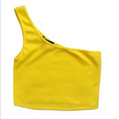 Eye Catching And Stylish One Shoulder Crop Top! Size M Never Worn Bright Yellow, Slightly Darker Than Neon Yellow Ribbed Material Tweedle Dee, One Shoulder Crop Top, Yellow Crop Top, Yellow Top, Forever21 Tops, Shoulder Crop Top, Neon Yellow, Bright Yellow, Forever 21 Tops