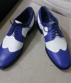 Custom Made Handmade Men Blue White Wingtip Classic Oxford Dress Lace up Shoes on Storenvy Quality Leather Boots, Custom Design Shoes, Blue And White Style, Oxford Dress, Up Shoes, Dress Lace, Beautiful Fashion, Lace Up Shoes, Life Style