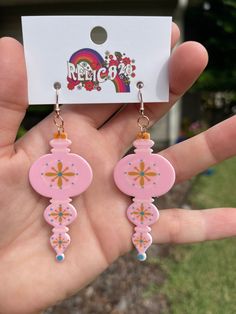 60s Pink Retro Vintage Christmas Holiday Ornament Earrings – Relic828 Ornament Earrings, Kitschy Christmas, Retro Vintage Christmas, Nostalgic Gifts, Pink Retro, Blast From The Past, Holiday Ornament, Colorful Earrings, Ornaments Design