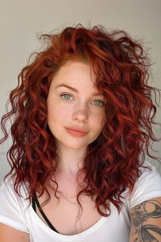 Naturally Wavy Red Hair, Red Permed Hair, Naturally Curly Red Hair, Dark Red Natural Hair, Red Hair Perm, Dark Red Hair Curly, Colors For Curly Hair, Short Curly Red Hair, Hair Colors For Curly Hair