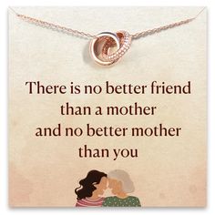 PRICES MAY VARY. CARD MESSAGE: "There is no better friend than a mother and no better mother than you. " This 925 sterling silver necklace is the perfect gift for any mom, mother-in-law, bonus mom or stepmom, symbolizing your deep appreciation and love. PREMIUM QUALITY AT A FAIR PRICE: Story Jewellery mother necklace is made from solid 925 sterling silver plated with 18K rose gold and AAA-grade cubic zirconia. It is made from the same top-quality materials as luxury brands, without the excessive Mother's Day Birthday Necklace With Message Card, Birthday And Mother's Day Necklace With Message Card, Inspirational Necklace For Best Friend Gift, Inspirational Necklaces For Best Friend Gift, Inspirational Necklaces For Best Friend, Inspirational Necklaces As Mother's Day Gift, Meaningful Jewelry For Best Friend Gift On Mother's Day, Birthday Gifts Daughter, Daughter Gifts From Mom