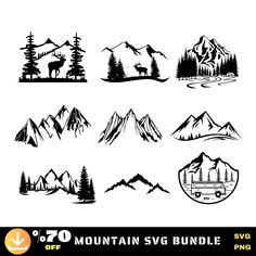 the mountain svg bundle includes mountains and trees