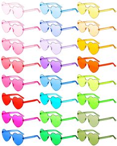 PRICES MAY VARY. Rimless Sunglasses for Kids: there are 24 pairs of heart sunglasses in 24 colors, 1 per color, available in ample quantity and rich colors to match your kids' different clothes, make them look cooler Safe and Quality: the kids heart sunglasses are composed of reliable PC lens and PC frames, which are sturdy enough to use for a long time and will be not break or deform easily, lightweight and comfortable to wear, with elasticity, easy to put on or take off Made for Children: thes Flameless Candles Wedding, Sunglasses Transparent, Rainbow Sunglasses, Greenery Wedding Decor, Candle Wedding Decor, Heart Glasses, Party Sunglasses, Shaped Sunglasses, Table Runners Wedding